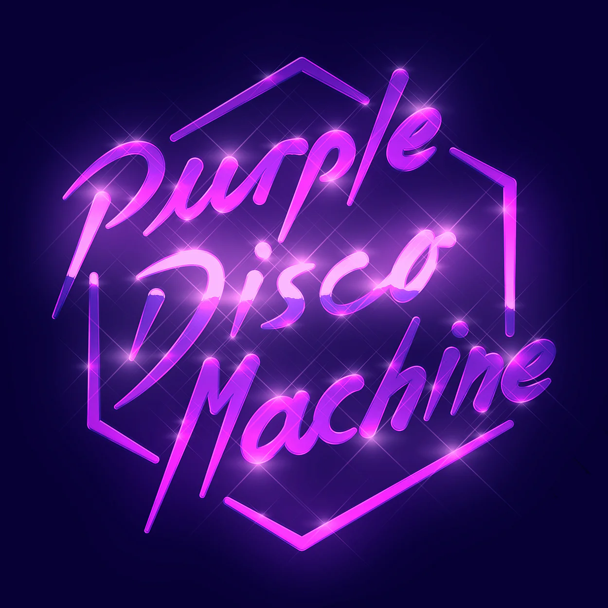 Jaarwisseling met Dizzy DJ jaarmix 2025 en Purple Disco Machine Megamix 3 Purple Disco machine Logo